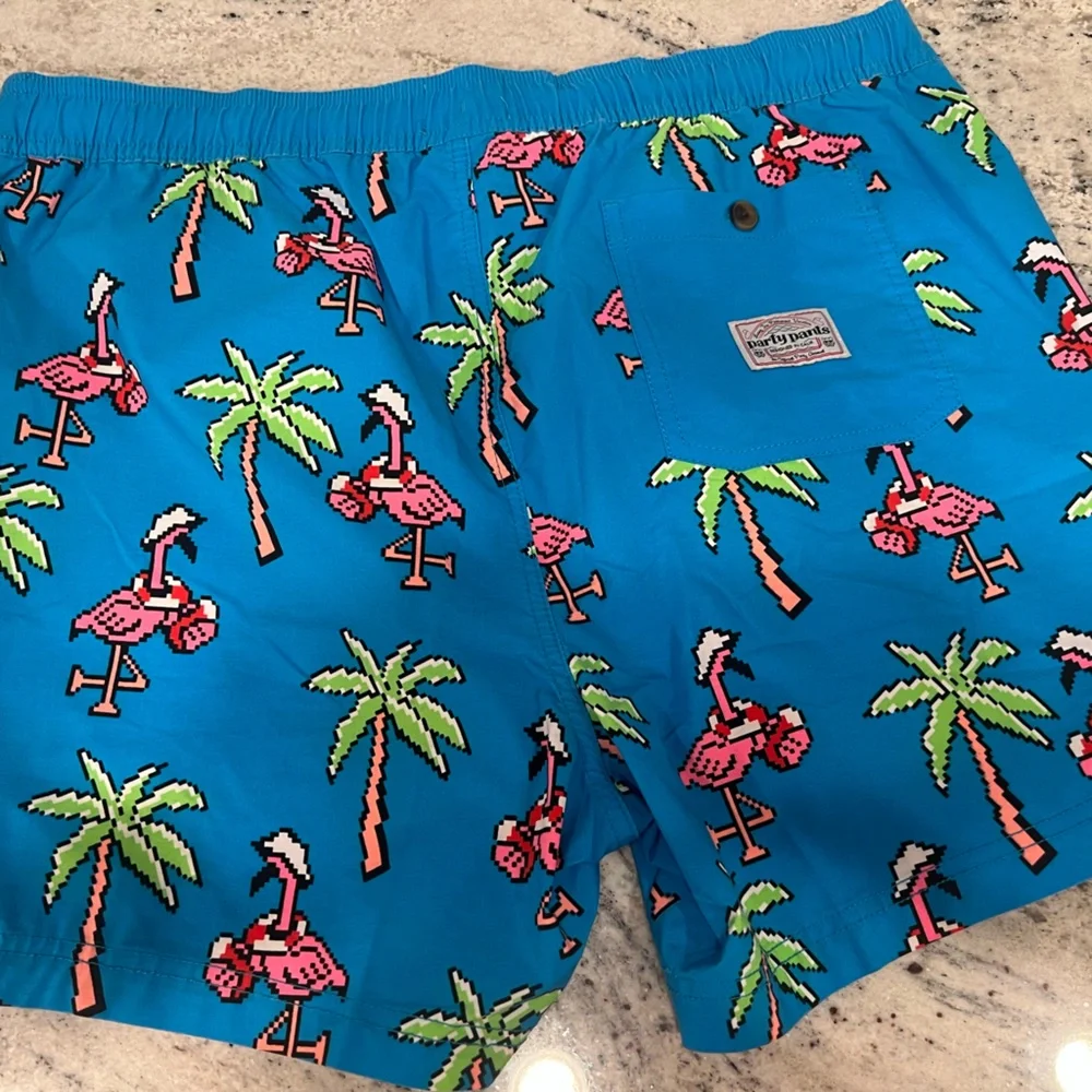 - Flamingo swim trunks shorts party pants